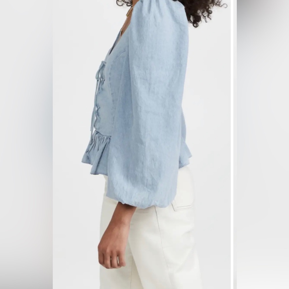 NWT Denim Puff Sleeve Top